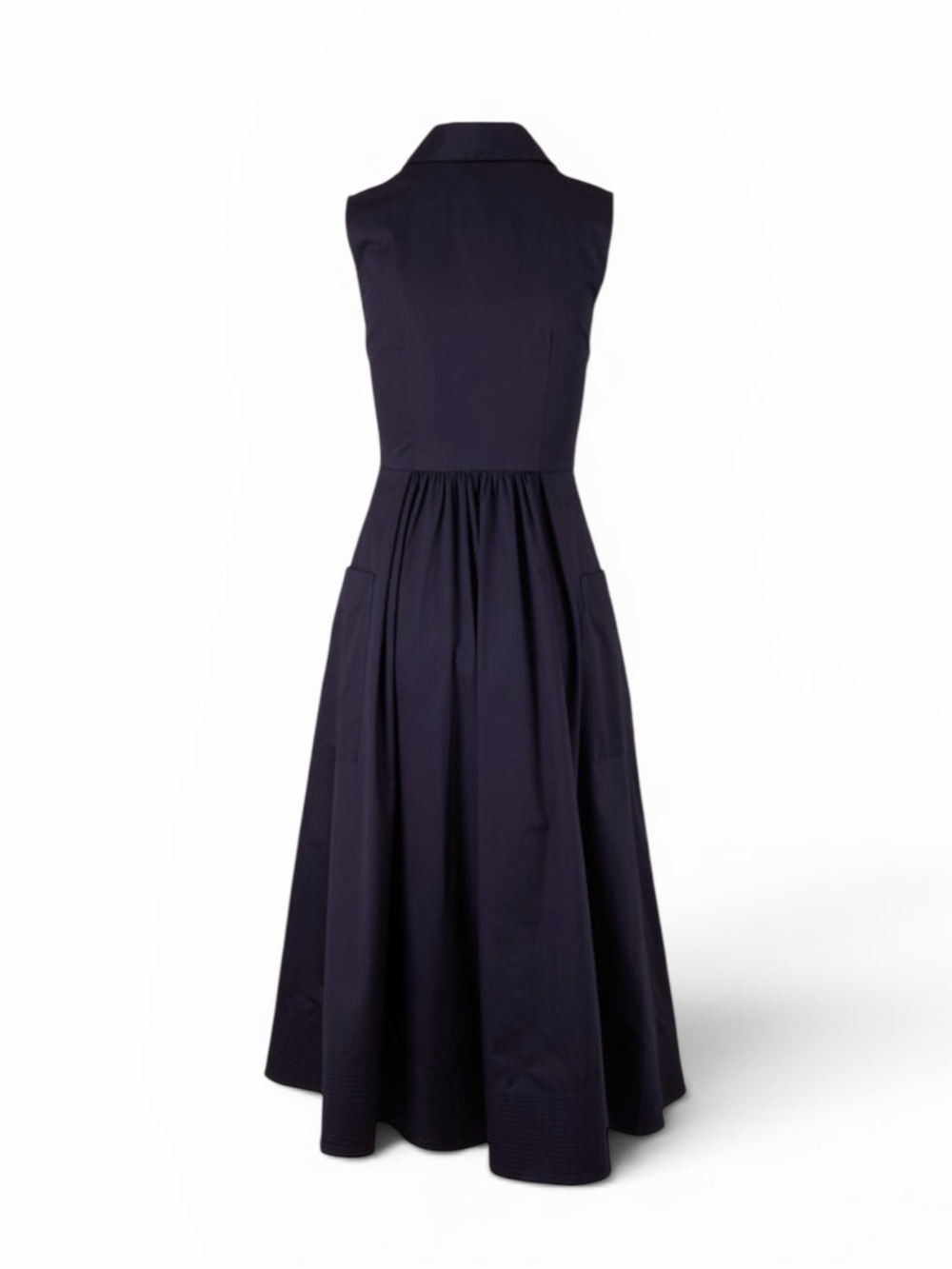 NEW CO Poplin Navy Blue Sleeveless Shirt Dress Size S - Picture 4 of 12